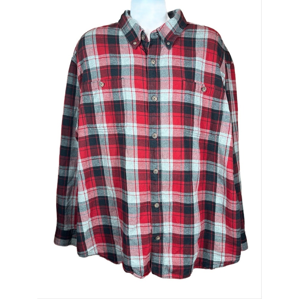 Duluth Trading Co Red Plaid Men's Free Swingin' Flannel Relaxed Fit L/S Size 3XL